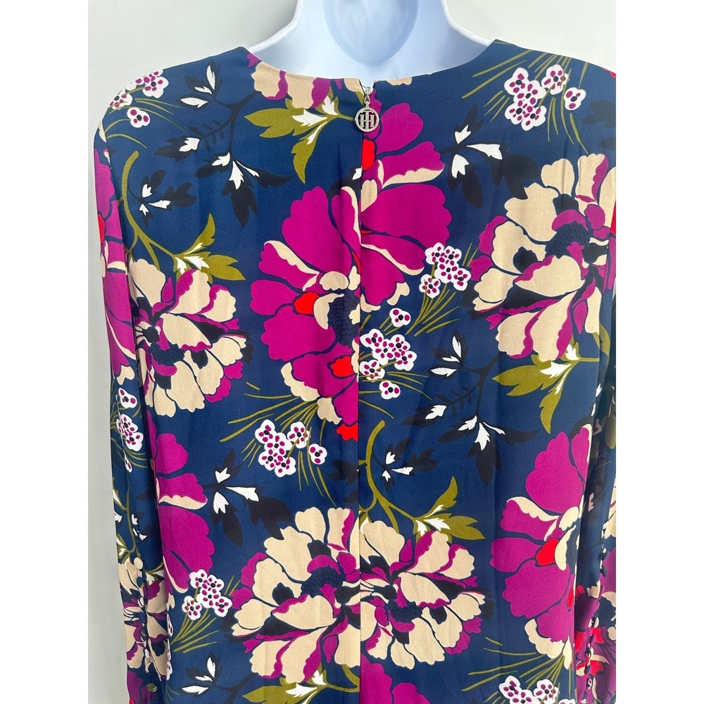 Tommy Hilfiger Chiffon Navy Floral Shift Dress Classic Career Chic Size 10 NWT - Picture 14 of 14